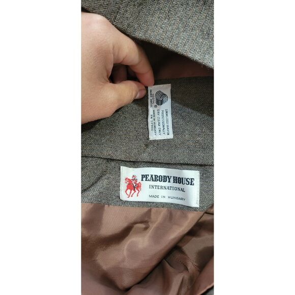Vintage 80s/90s Peabody House Wool Blazer Hungary Brown Velvet Collar Size Small - Picture 5 of 12